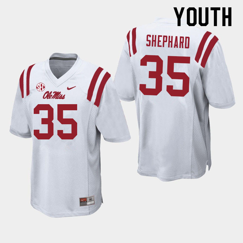 Youth #35 Urriah Shephard Ole Miss Rebels College Football Jerseys Sale-White